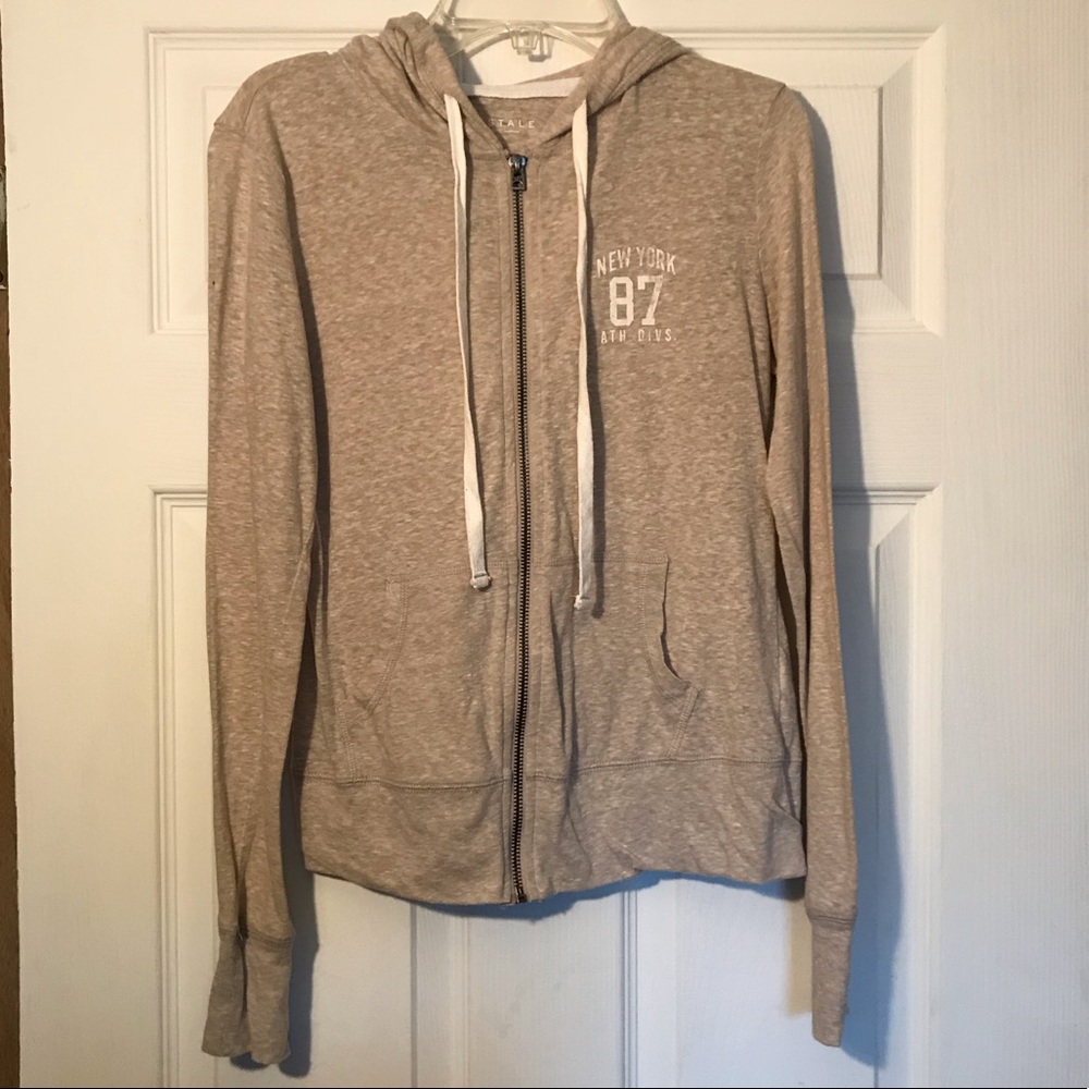 Aeropostale Cream Lightweight Full-zip Hoodie